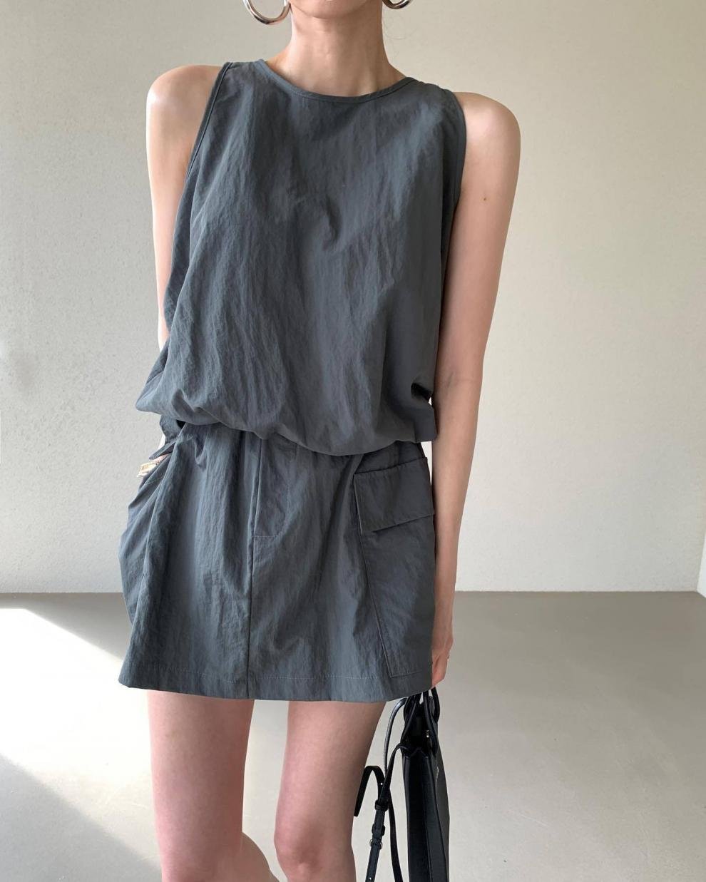 パンツ スカート ノースリーブ ワイド 春夏 カジュアル 春 ショート 夏 ショートパンツ ラウンドネック タンクトップ セットアップ