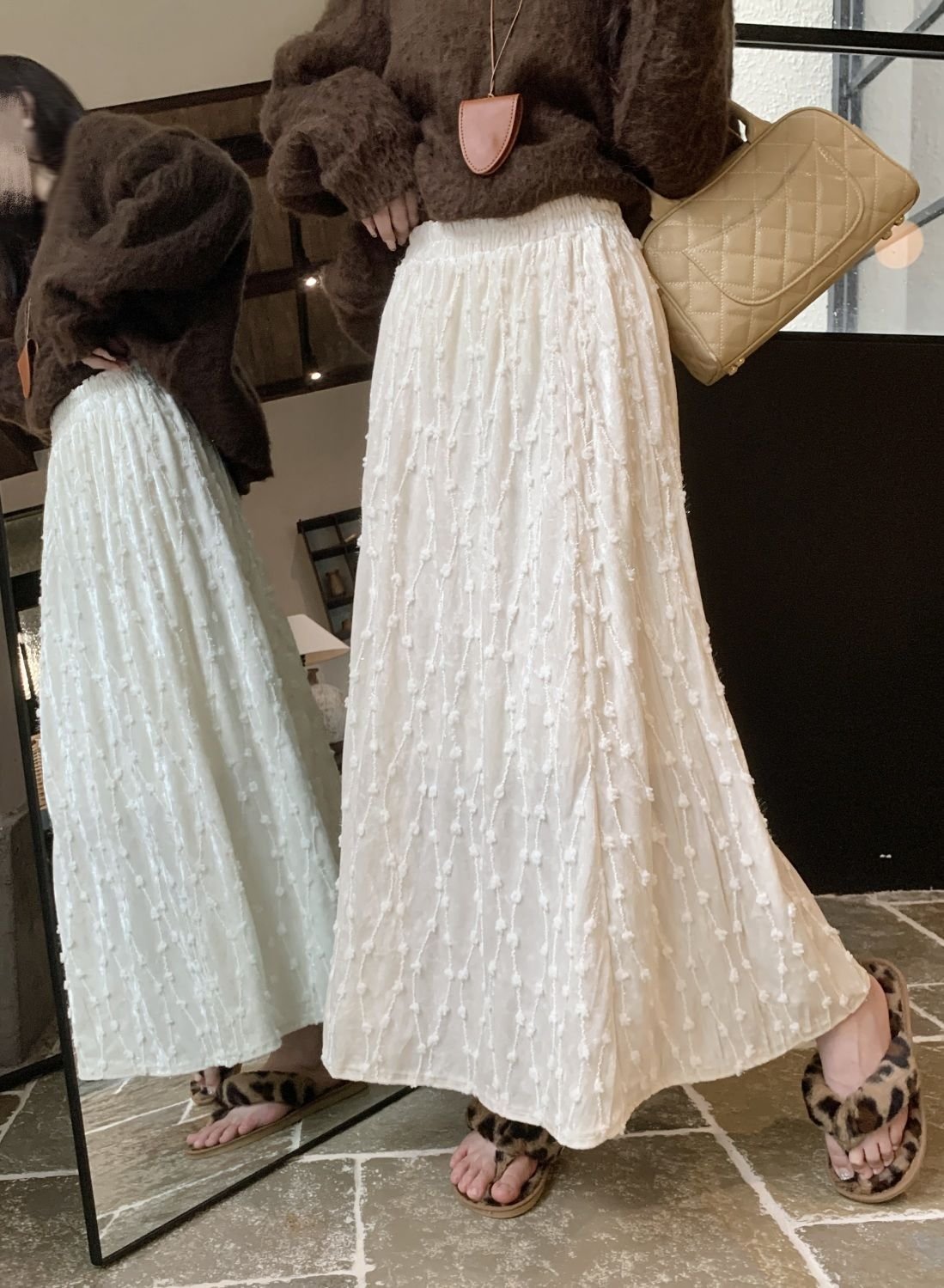 スカート 春夏 春 夏 秋 冬 ミモレ ロング ハイウエスト ベルベット ストレッチ ロングスカート 着痩せ 秋冬