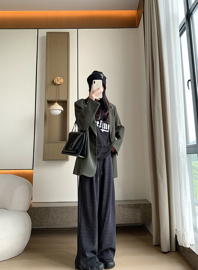 レディース パンツ ボトムス 裏起毛 ストレートパンツ ロングパンツ ワイドパンツ 丈長 ロング ストレート 裾ワイド ポケット ハイウエスト ウエストゴム シンプル カジュアル おしゃれ こなれ感 ラフ ルーズ 抜け感 ベーシック ナチュラル 無地 春 秋 ママ 通勤 学生 学校 通学 デート お出かけ 旅行 公園 女子会 休日 ショッピング お花見 カフェ 防寒 体型カバー 脚長 普段使い 着回し S M L XL ブラック ブラウン ダークグレー カーキ ベーシックカラー 大人カラー