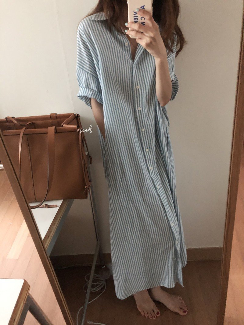 ワンピース 半袖 長袖 ボーダー ストライプ 春夏 きれいめ レトロ 通勤 春 夏 ロング 襟付き 切り替えデザイン