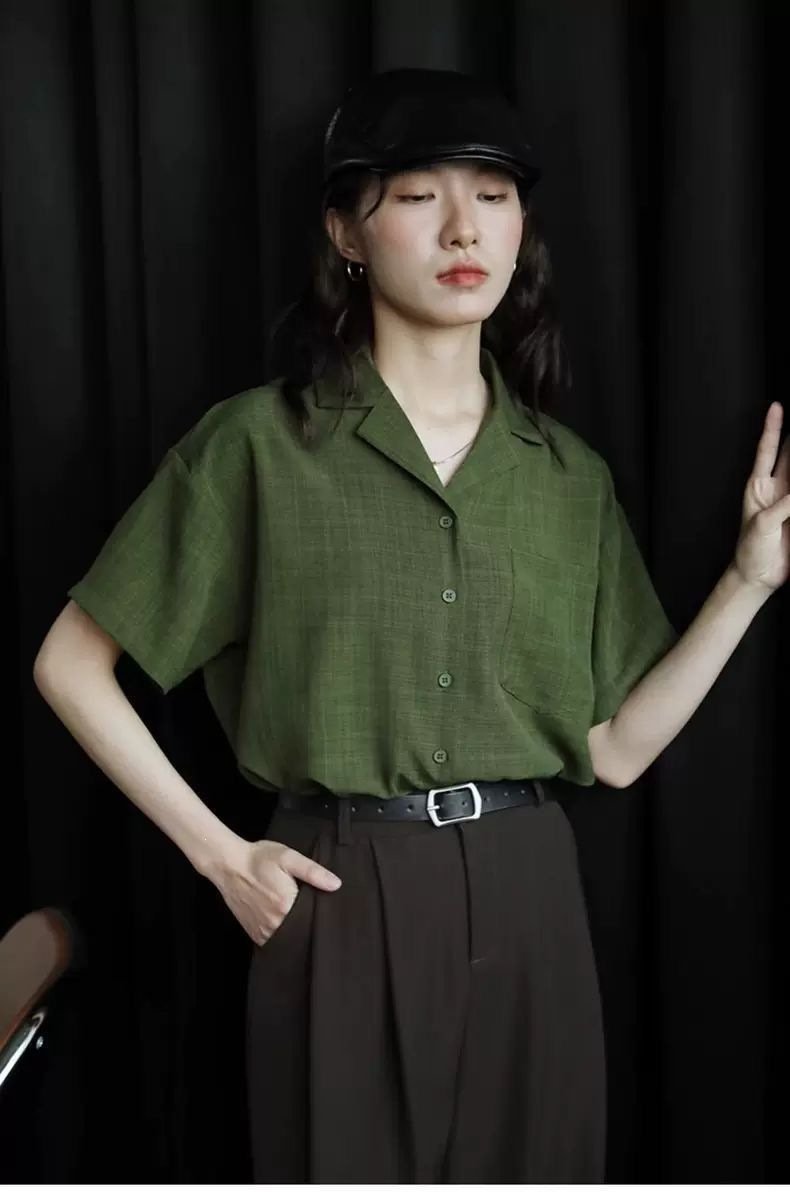 レディース シャツ トップス 半袖 ノースリーブ ゆったり 春夏 カジュアル きれいめ レトロ 前開き 袖なし 春 夏 ラウンドネック 上品 グリーン ボタン