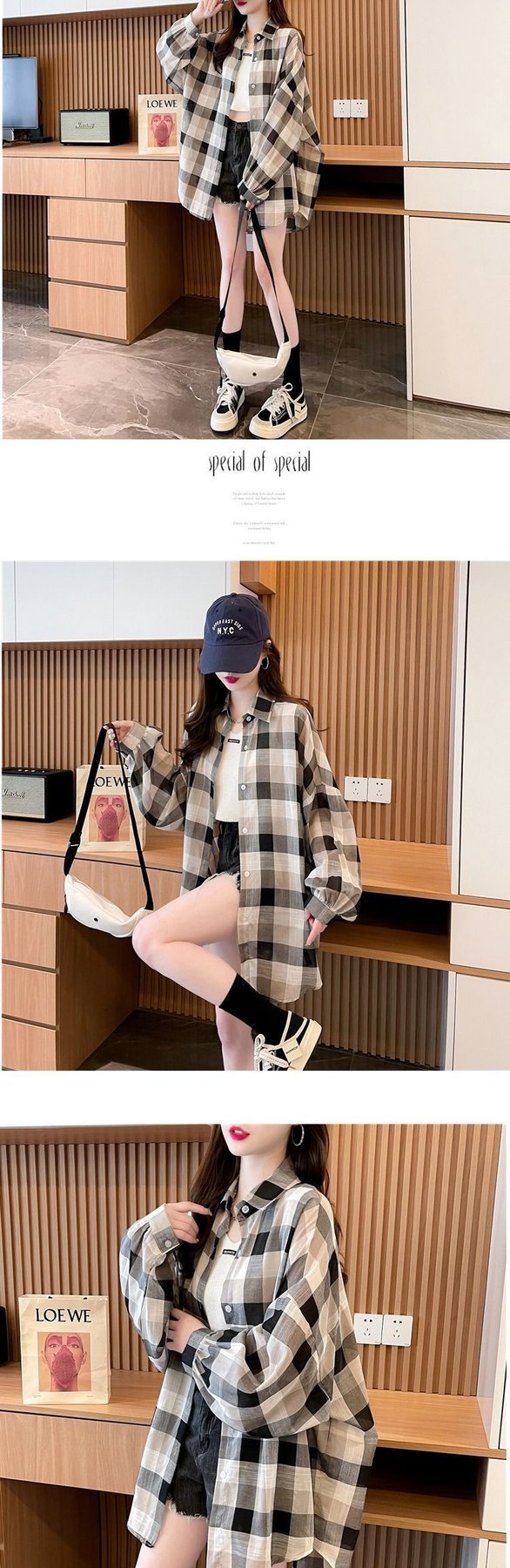 シャツ コート 長袖 チェック柄 ゆったり 春夏 カジュアル 前開き 春 夏 ミモレ ロング 薄手 ミディアム ポリエステル