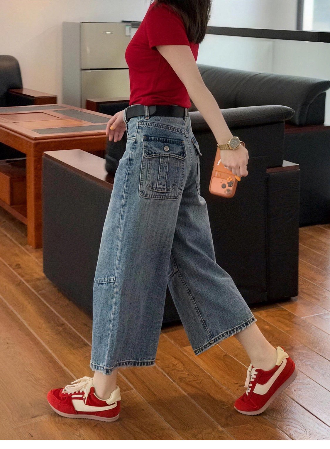 レディース パンツ ゆったり ワイド デニム 春夏 カジュアル アメリカン きれいめ 春 夏 上品 レトロ 薄手 美脚 デニムパンツ ハイウエスト タイ
