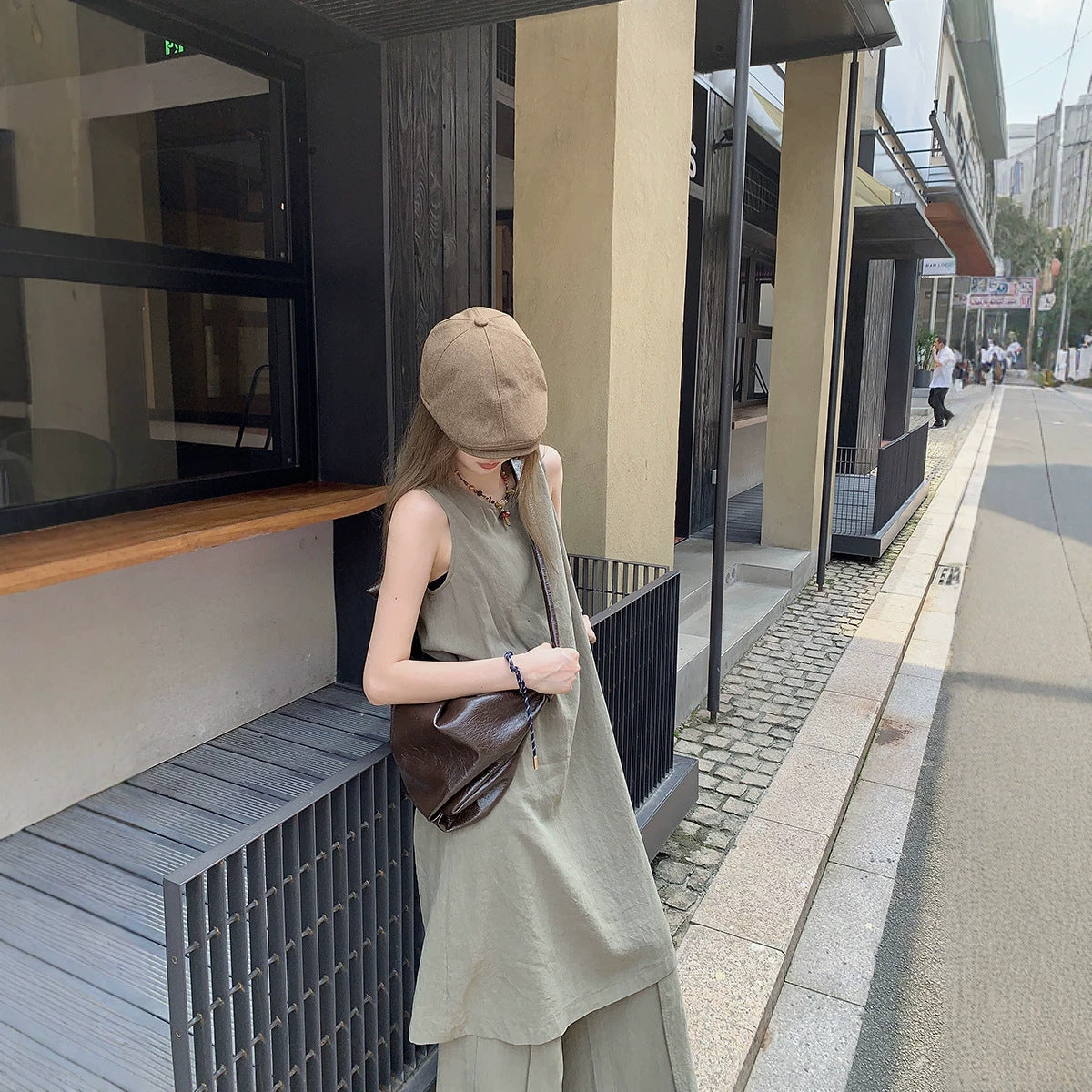 ワンピース パンツ ノースリーブ 無地 春夏 きれいめ 通勤 袖なし 春 夏 シンプル ロング セットアップ