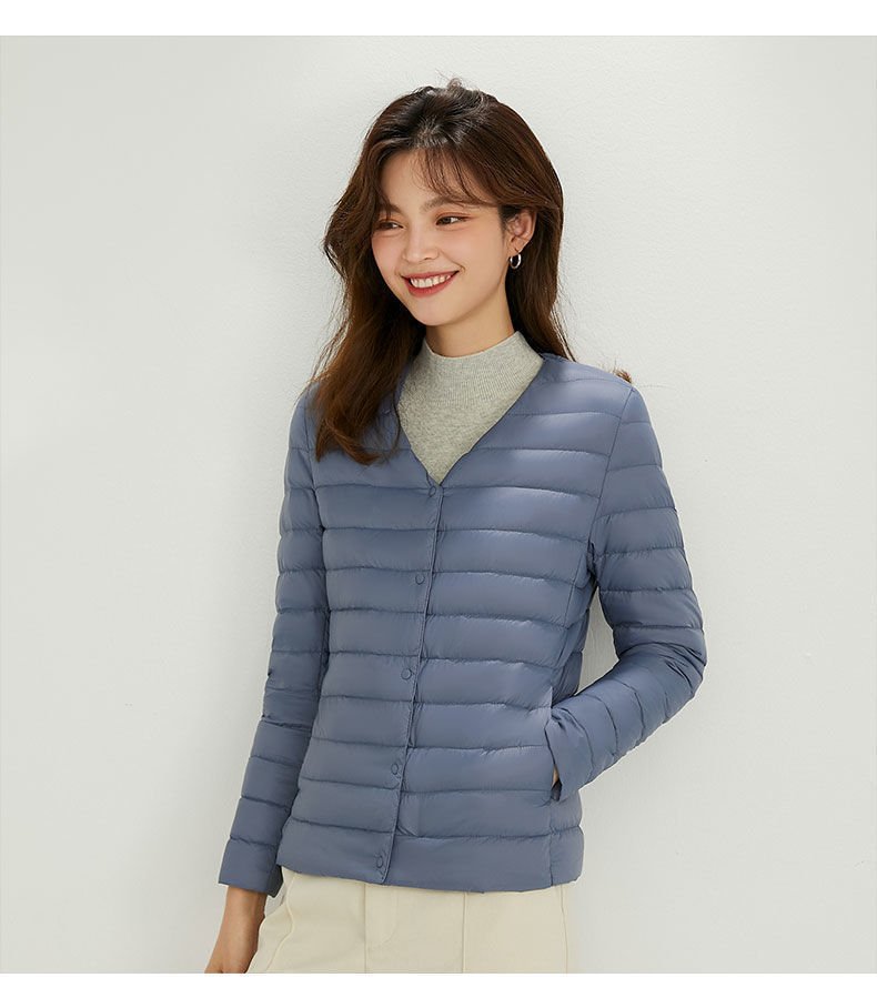 レディース ジャケット 長袖 春夏 大きいサイズ Vネック 春 ショート 夏 膝丈 ラウンドネック 秋 冬 ダウン 暖かい 薄手 ノーカラー アウター インナー ポリエステル ダウンジャケット 秋冬