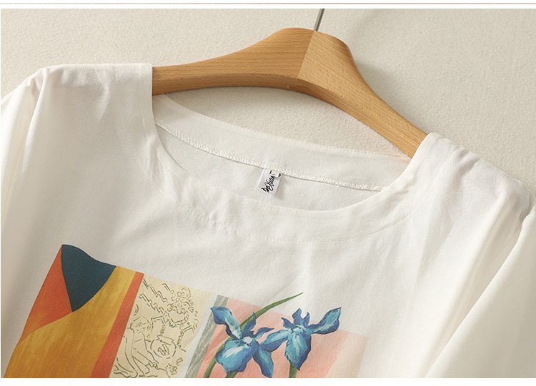 Tシャツ 半袖 プリント スリム コットン 綿 リネン 春夏 カジュアル きれいめ 通勤 春 夏 ラウンドネック シャツ 都会的 レギュラー ポリエステル