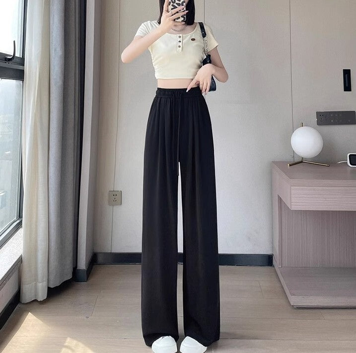 レディース パンツ ボトムス ストレートパンツ ワイドパンツ ワイド ドレープ ハイウエスト ウエストゴム かわいい シンプル カジュアル おしゃれ ラフ ルーズ キュート ナチュラル 無地 春 夏 ママ 通勤 学生 学校 通学 デート お出かけ 旅行 公園 女子会 休日 ショッピング カフェ 楽ちん 普段使い 着回し S M L XL 2XL 3XL 大きいサイズ ホワイト ブラック ダークグレー ピンク ベーシックカラー