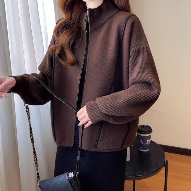 レディース トップス ニット セーター カーディガン ブルゾン アウター 上着 ウール 羽織 前開き レギュラー丈 長袖 リブ袖 ハイネック スタンドカラー フェミニン ファスナー ポケット リブ 厚手 きれいめ シンプル カジュアル 上品 おしゃれ こなれ感 エレガント 無地 秋 冬 ママ 10代 20代 30代 40代 OL 通勤 デート お出かけ 女子会 休日 ショッピング カフェ 韓国 コーデ 暖かい 体型カバー 普段使い モテ ゆったり フリーサイズ 黒 ブラック ブラウン オフホワイト カーキ