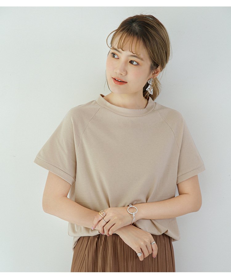 レディース Tシャツ 半袖 ボーダー ストライプ ゆったり コットン 綿 春夏 カジュアル 春 夏 ラウンドネック ハイネック シャツ ハーフ ラグラン