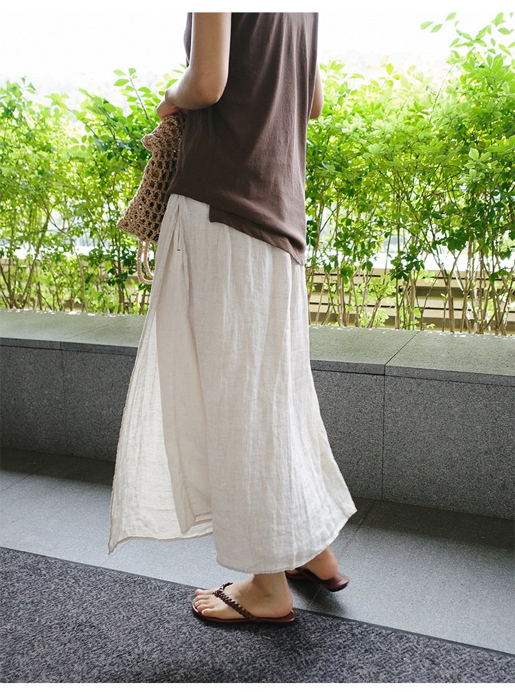 レディース パンツ スカート ゆったり ワイド コットン 綿 麻 春夏 カジュアル 大きいサイズ 春 夏 上品 ワイドパンツ 9分丈 ハイウエスト