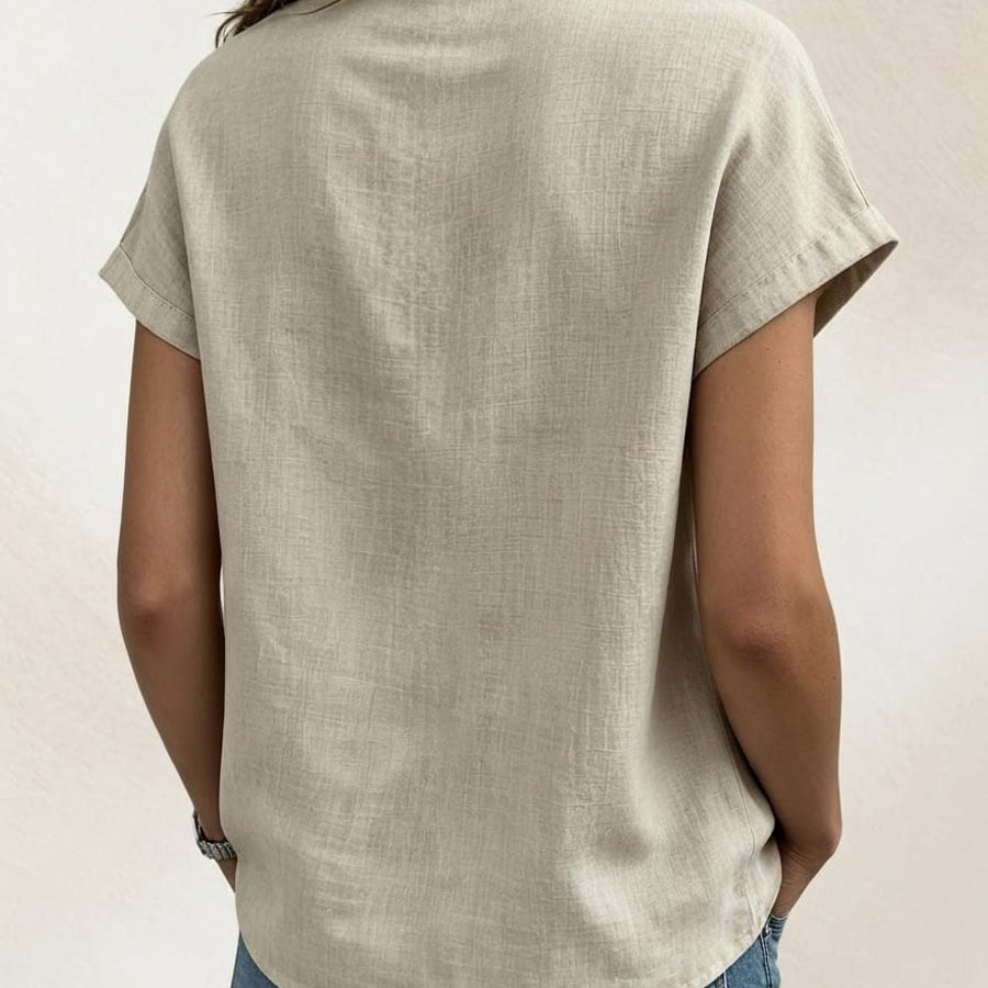 レディース シャツ Tシャツ 半袖 無地 ゆったり 春夏 カジュアル 体型カバー 前開き 春 夏 ラウンドネック シンプル 切り替えデザイン プルオーバー ストレッチ レギュラー ポリエステル
