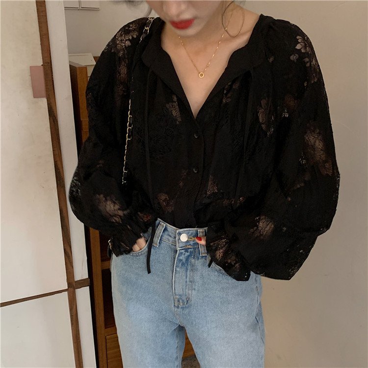 レディース シャツ ジャケット 長袖 無地 ゆったり 春 きれいめ 通勤 体型カバー 大きいサイズ 春夏 前開き Vネック レース シンプル ロング 切り替えデザイン ポリエステル