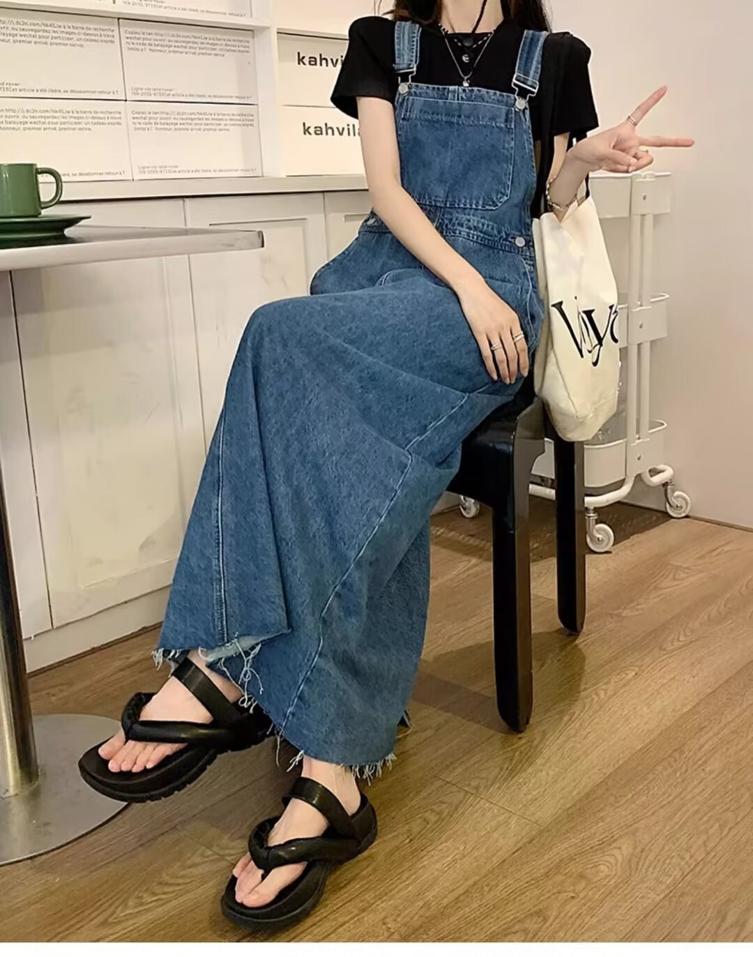 ワンピース ノースリーブ デニム 秋 袖なし ロング