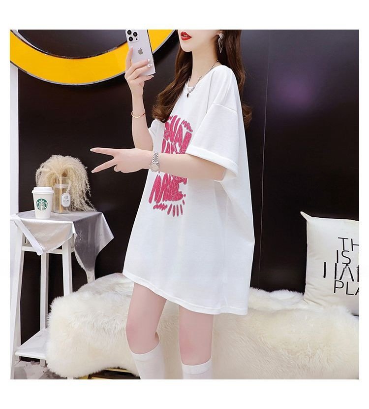 レディース トップス Tシャツ 半袖 ゆったり 春夏 カジュアル 大きいサイズ 春 夏 ラウンドネック ミモレ シャツ 丸襟 蝶