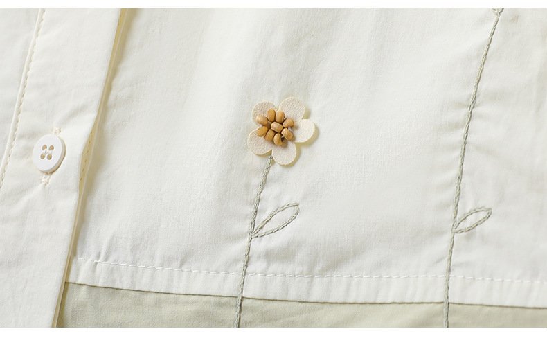 レディース シャツ 半袖 無地 ゆったり コットン 綿 春夏 カジュアル 体型カバー 前開き 春 白 夏 膝丈 シンプル 刺繍 切り替えデザイン 襟付き ボタン 配色