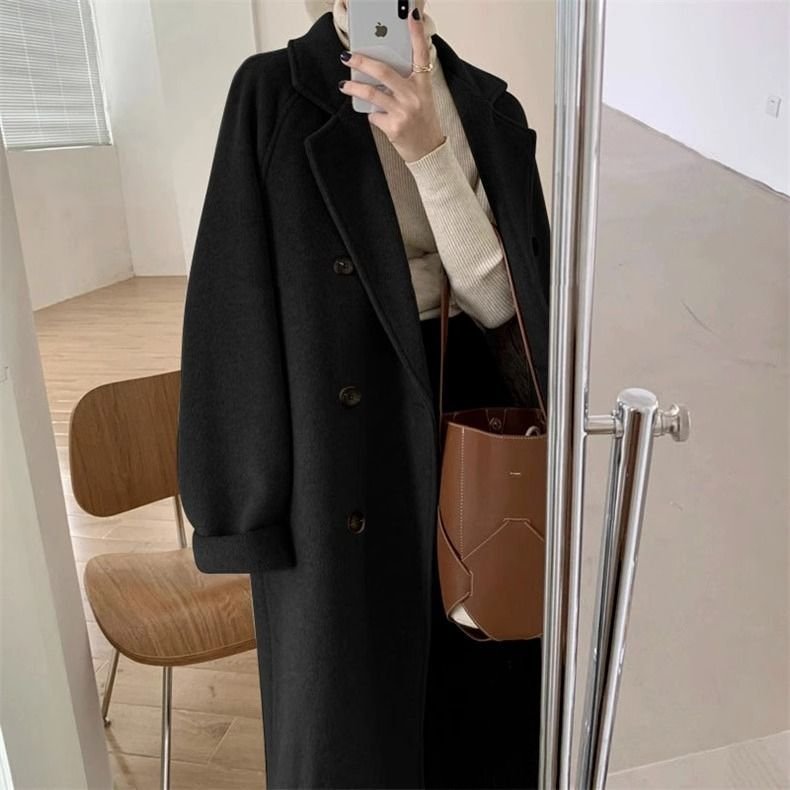 レディース コート ジャケット 長袖 ゆったり 秋冬 秋 きれいめ 通勤 体型カバー 冬 ロング ウール 切り替えデザイン ボタン ポリエステル
