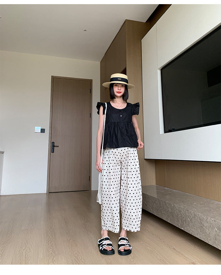 お腹切り替え ウエスト調整ゴム プレママ レディース パンツ ボトムス ワイドパンツ タックパンツ アンクル丈 ワイド フェミニン ハイウエスト ウエストゴム 切り替えデザイン ポケット かわいい 大人可愛い きれいめ シンプル カジュアル おしゃれ こなれ感 ガーリー キュート ナチュラル ドット柄 水玉 春 夏 マタニティ デート お出かけ 旅行 女子会 休日 ショッピング カフェ ランチ お家時間 楽ちん 普段使い 着回し M L XL 2XL 大きいサイズ ベージュ ベーシックカラー 春カラー