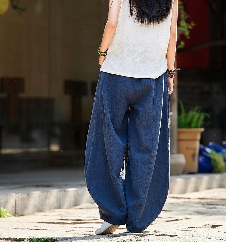 レディース パンツ ゆったり コットン 綿 麻 夏 カジュアル きれいめ 通勤 大きいサイズ ウエストゴム タイ