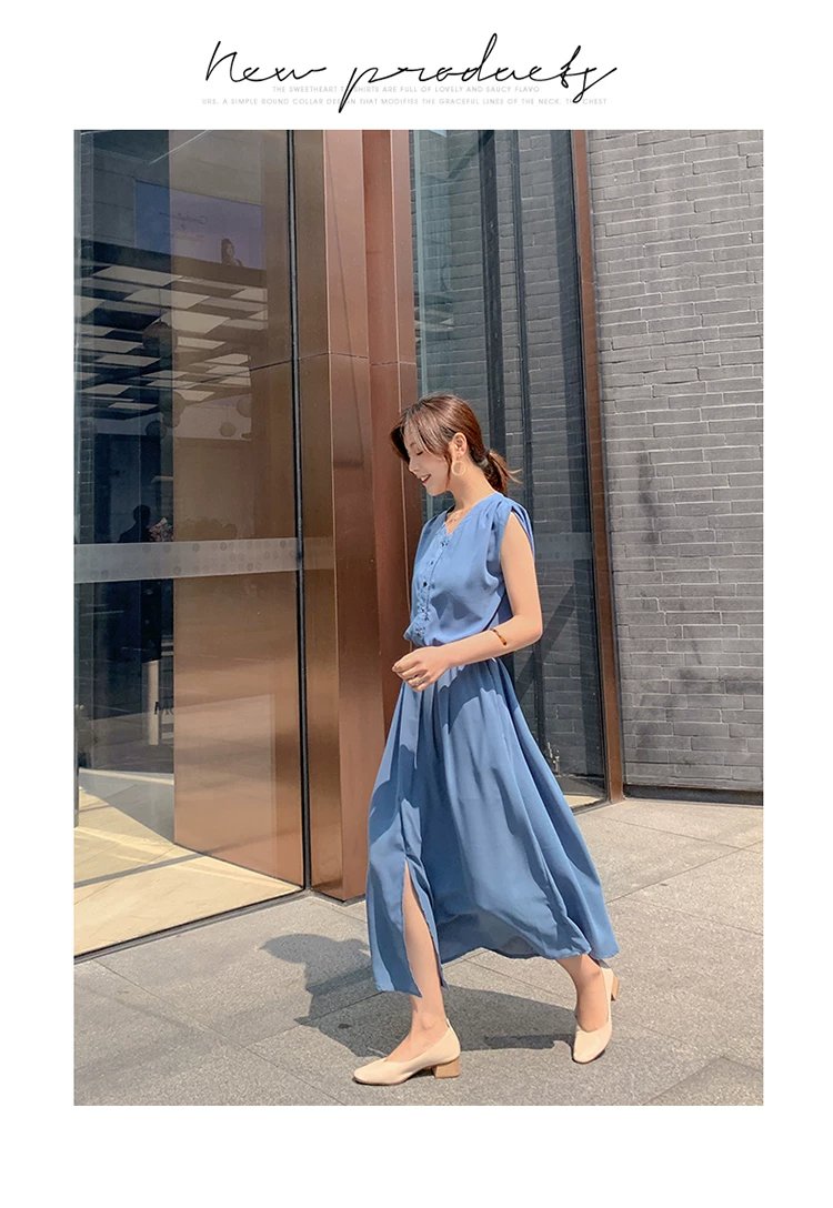 ワンピース ノースリーブ 無地 夏 きれいめ 通勤 春夏 袖なし Vネック シンプル ロング 上品 ウエストマーク