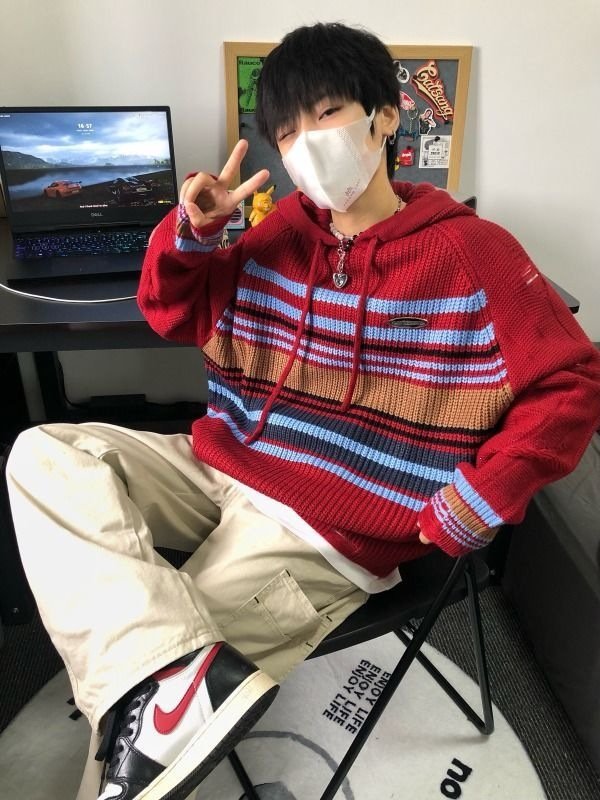 レディース ニット パーカー 長袖 ボーダー ストライプ チェック柄 ゆったり 春夏 カジュアル きれいめ レトロ 通勤 体型カバー 春 夏 男女兼用 秋 冬 セーター プルオーバー フード レギュラー ポリエステル 配色 秋冬
