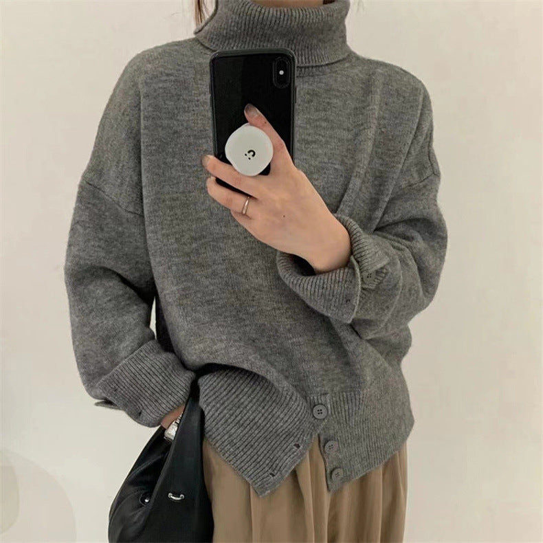 レディース トップス ニット セーター プルオーバー 長袖 カフスリーブ タートルネック フェミニン ストリート リブ コンサバ ボタン アメカジ ニット かわいい 大人可愛い きれいめ シンプル 上品 おしゃれ レトロ こなれ感 ガーリー クール 抜け感 キュート クラシカル ベーシック アメリカン アクティブ ナチュラル 無地 秋 冬 お出かけ 旅行 休日 楽ちん 暖かい 防寒 体型カバー 普段使い 着回し 定番 フリーサイズ ワンサイズ 白 ホワイト 黒 ブラック グレー ベージュ モスグリーン
