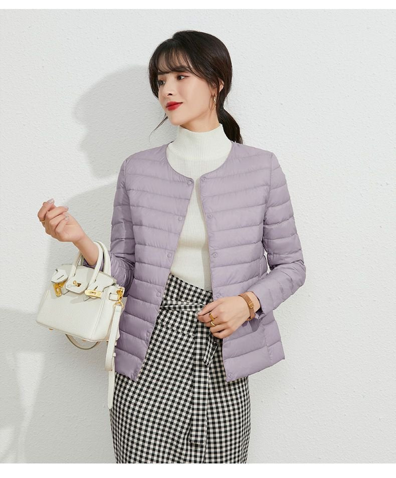 レディース ジャケット 長袖 春夏 大きいサイズ Vネック 春 ショート 夏 膝丈 ラウンドネック 秋 冬 ダウン 暖かい 薄手 ノーカラー アウター インナー ポリエステル ダウンジャケット 秋冬