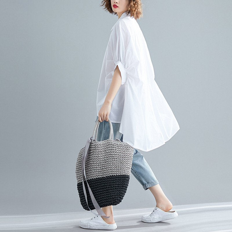 シャツ Tシャツ 半袖 ゆったり 夏 体型カバー 大きいサイズ 春夏 前開き 上品 襟付き レギュラー ポリエステル