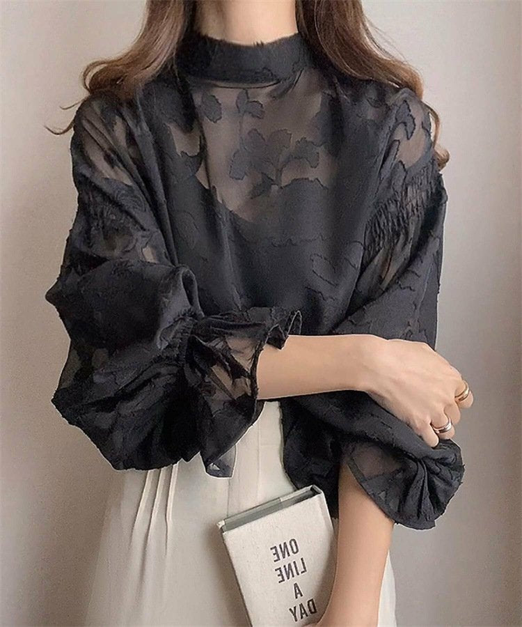 シャツ 長袖 ボーダー ストライプ ゆったり 春夏 きれいめ 通勤 韓国風 前開き 春 夏 透け感 都会的 ボタン 立ち襟 UVカット