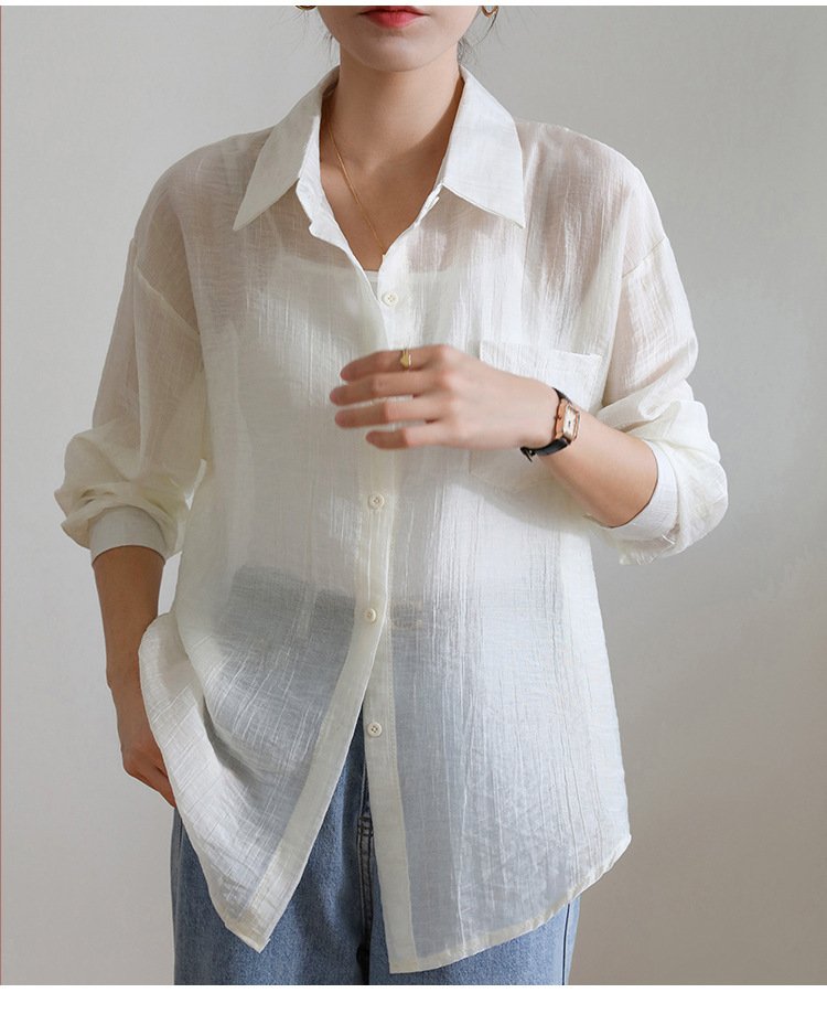 レディース シャツ トップス 長袖 無地 ゆったり 春夏 きれいめ 前開き 春 白 夏 シンプル 上品 レギュラー ポリエステル 白シャツ UVカット