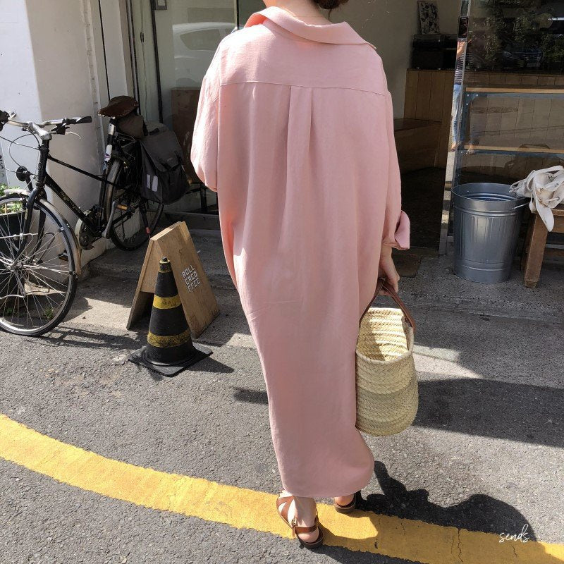 レディース シャツ スカート 長袖 無地 ゆったり コットン 綿 麻 秋 カジュアル 体型カバー 大きいサイズ 前開き シンプル 切り替えデザイン 襟付き レディースシャツ