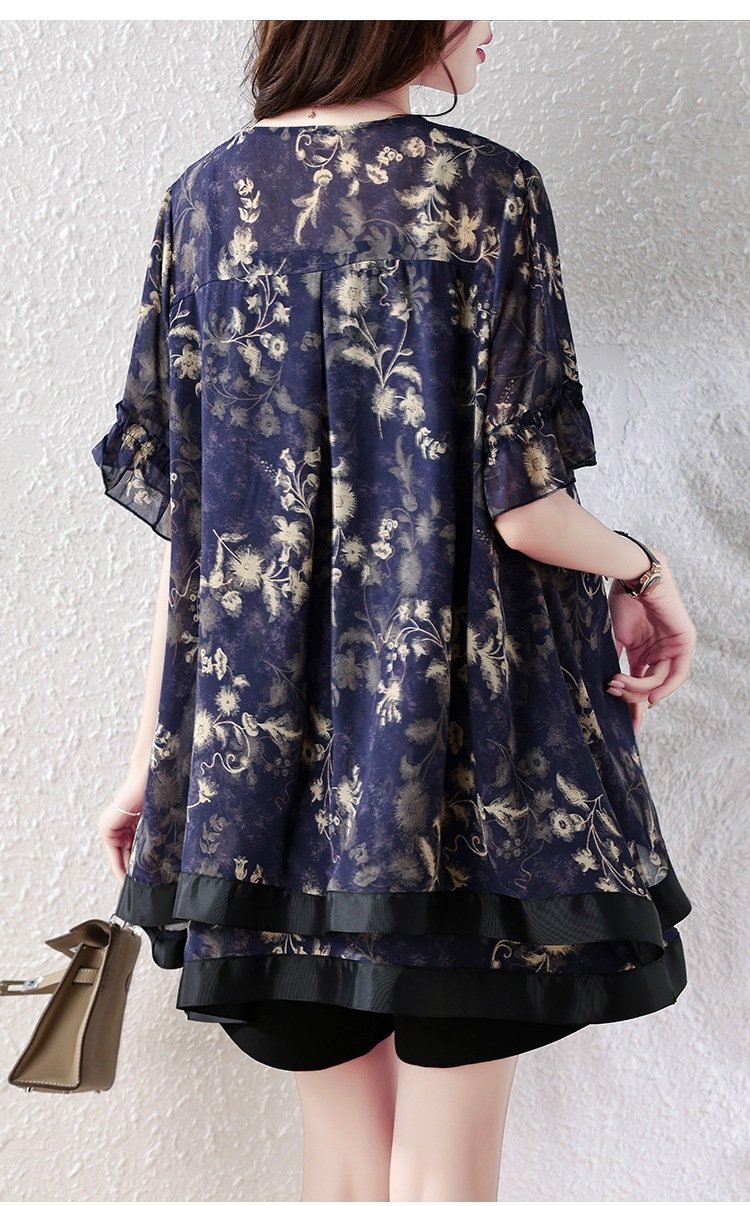 トップス 半袖 ゆったり 春夏 きれいめ レトロ 大きいサイズ おしゃれ Vネック 春 夏 上品 切り替えデザイン ミディアム レギュラー