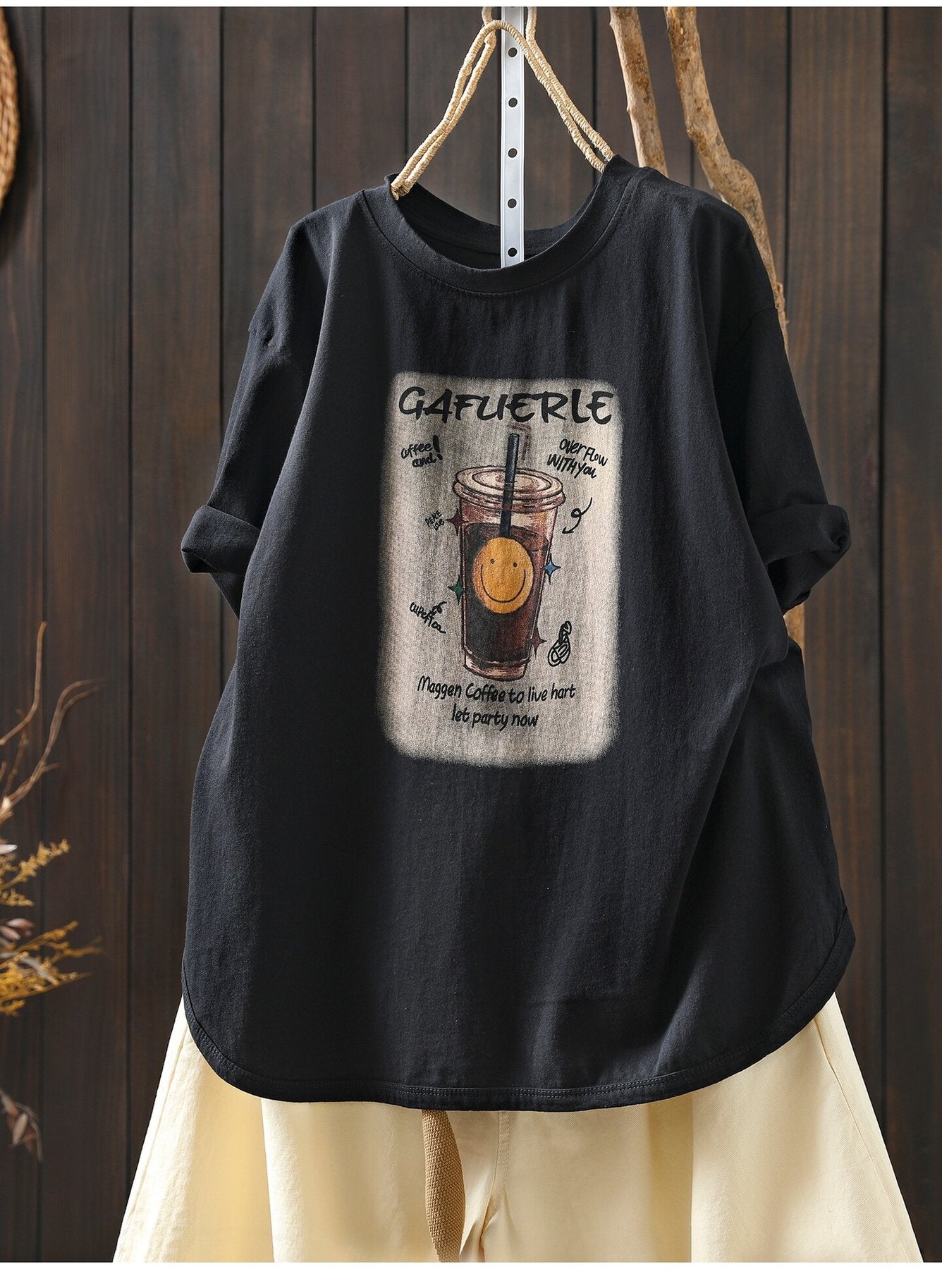 レディース シャツ Tシャツ 半袖 プリント ゆったり コットン 綿 春夏 カジュアル 体型カバー おしゃれ 前開き 春 夏 ラウンドネック シンプル 黒 プルオーバー
