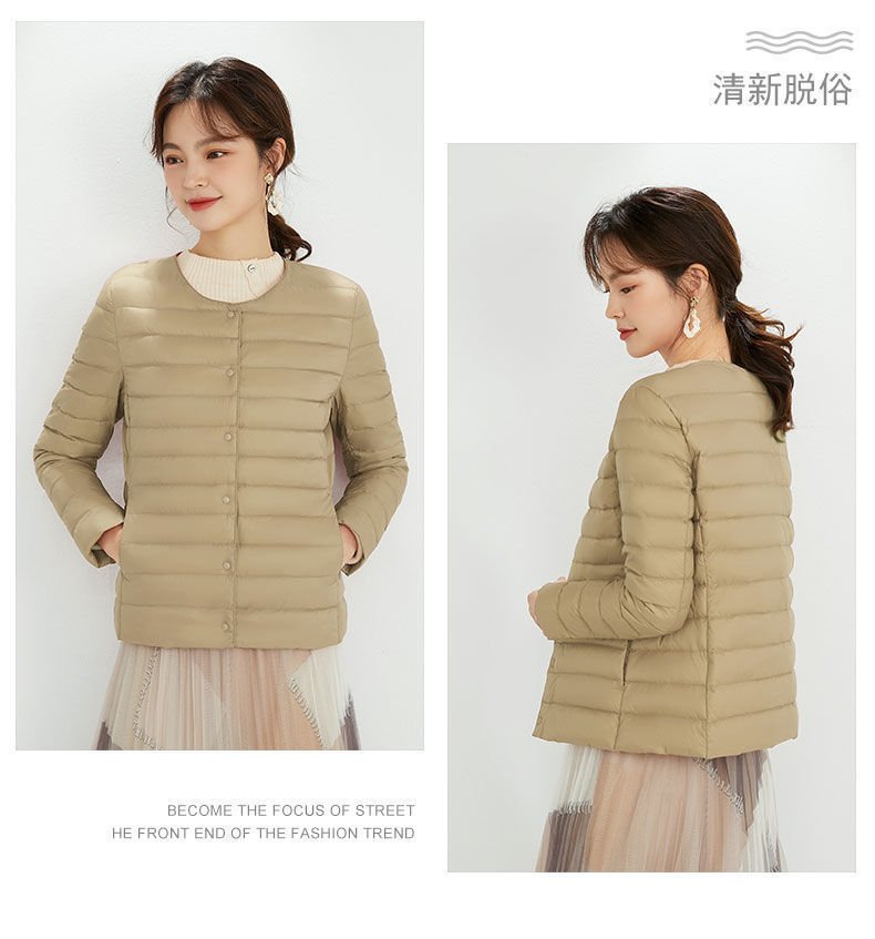レディース ジャケット 長袖 春夏 大きいサイズ Vネック 春 ショート 夏 膝丈 ラウンドネック 秋 冬 ダウン 暖かい 薄手 ノーカラー アウター インナー ポリエステル ダウンジャケット 秋冬