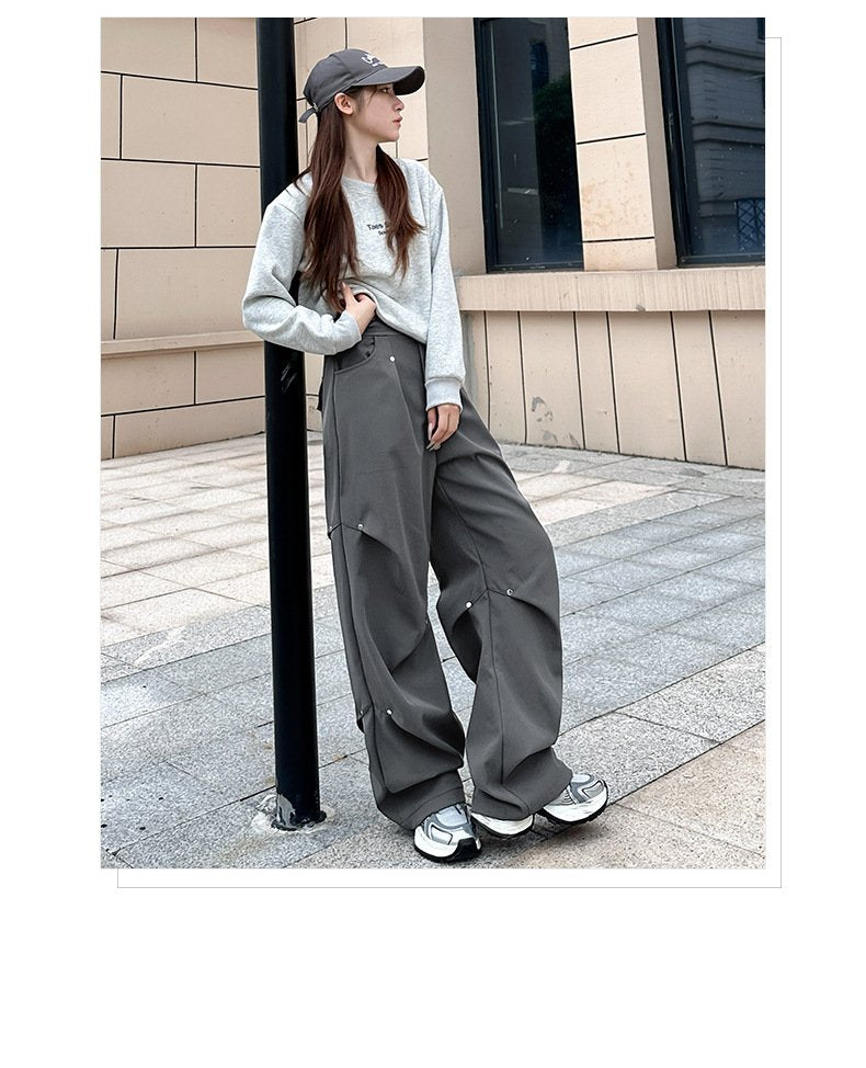 レディース パンツ ゆったり 春夏 カジュアル 春 夏 秋 冬 ストレートパンツ ストレート ワークパンツ 切り替えデザイン 裏起毛 ストレッチ ポリエステル 秋冬
