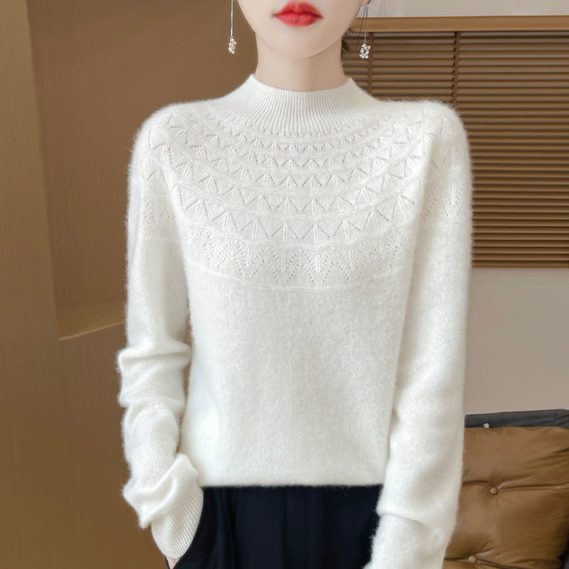 求心柄編み レディース トップス セーター ニット プルオーバー 長袖 ハイネック スマート フェミニン かわいい 大人可愛い きれいめ シンプル カジュアル おしゃれ こなれ感 エレガント ナチュラル 秋 冬 クリスマス バレンタイン ママ 通勤 学生 学校 通学 デート お出かけ イベント 旅行 レストラン 公園 女子会 休日 ホテル ショッピング カフェ ランチ お家時間 普段使い 着回し S M L XL 2XL 大きいサイズ ベージュ ピンク オレンジ 水色 グリーン パープル キャメル