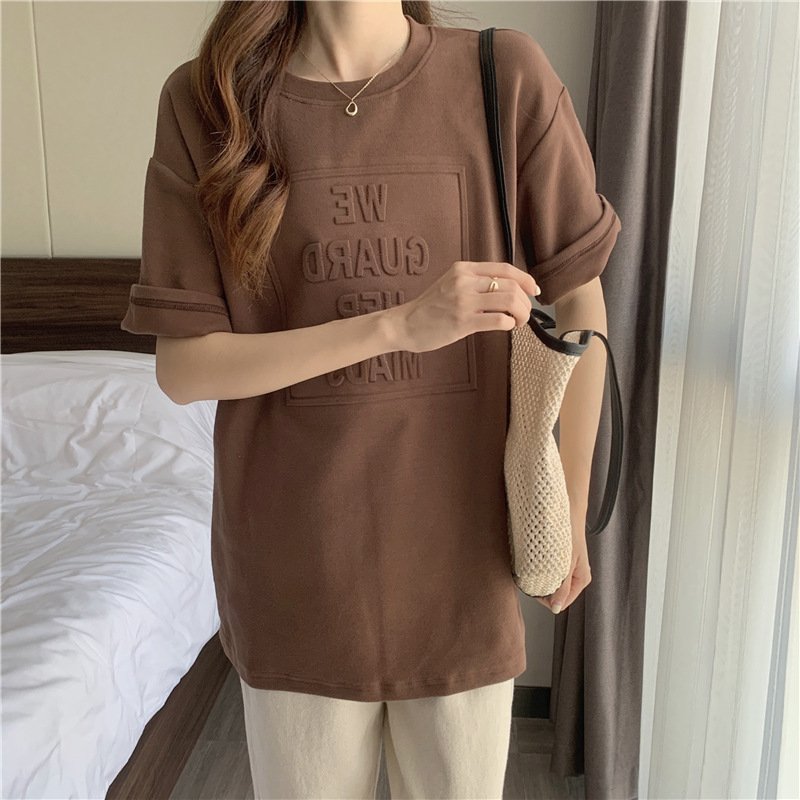 レディース トップス Tシャツ 半袖 プリント ゆったり コットン 綿 春夏 カジュアル 大きいサイズ 春 夏 ラウンドネック シャツ 切り替えデザイン レギュラー ポリエステル