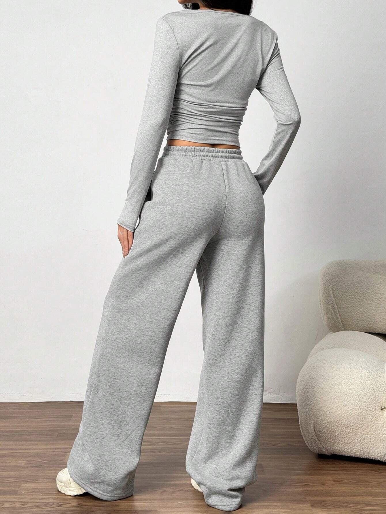 レディース トップス パンツ ボトムス カットソー プルオーバー セットアップ ロングパンツ ワイドパンツ ショート ロング 長袖 ラウンドネック 襟なし スリム 細身 ストリート ポケット ウエストゴム ドロスト かわいい シンプル カジュアル おしゃれ かっこいい ラフ こなれ感 メンズライク ボーイッシュ クール 抜け感 無地 春 秋 ママ 学生 学校 通学 部活 旅行 ジム 公園 休日 コーデ 楽ちん 普段使い 着回し XS S M L 小さいサイズ ブラック ブラウン グレー ベーシックカラー