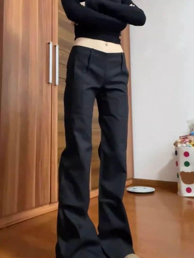 レディース パンツ ワイド 春夏 カジュアル 春 夏 秋 ブラック ロング ストレート ワイドパンツ 切り替えデザイン スラックス ハイウエスト ポリエステル