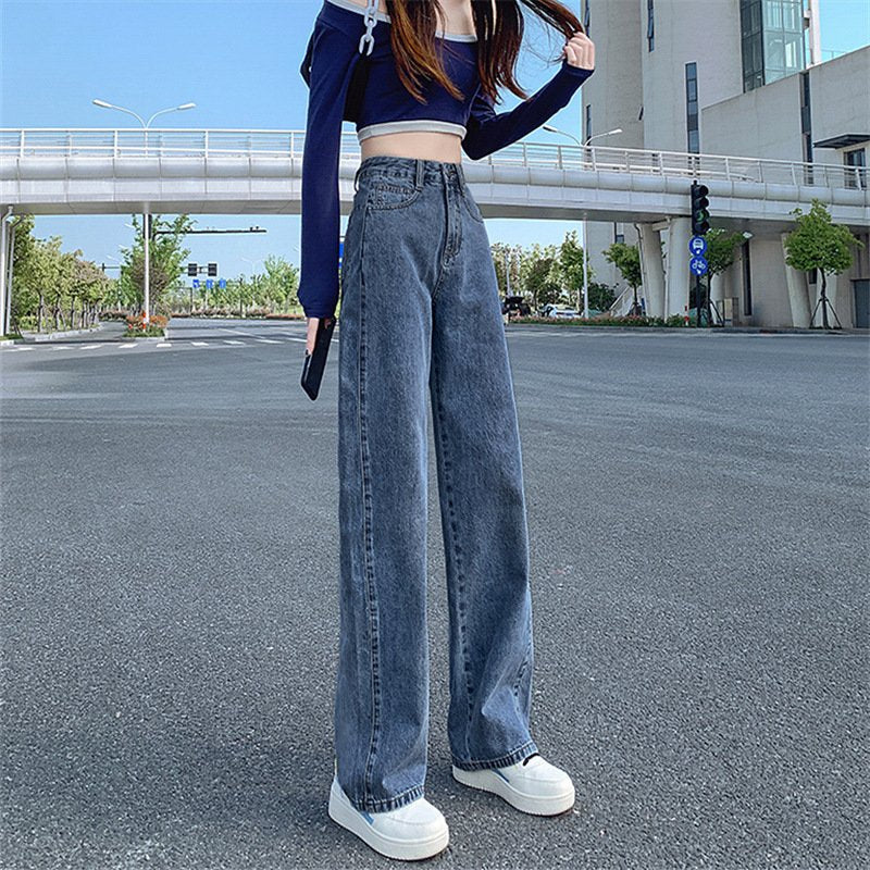 レディース 春 秋 ストレート 切り替えデザイン ハイウエスト