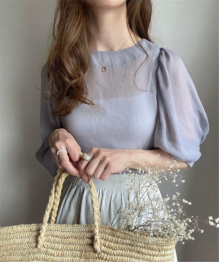 シャツ 長袖 ボーダー ストライプ ゆったり 春夏 通勤 前開き 春 夏 ラウンドネック シフォン ビーチ アウター
