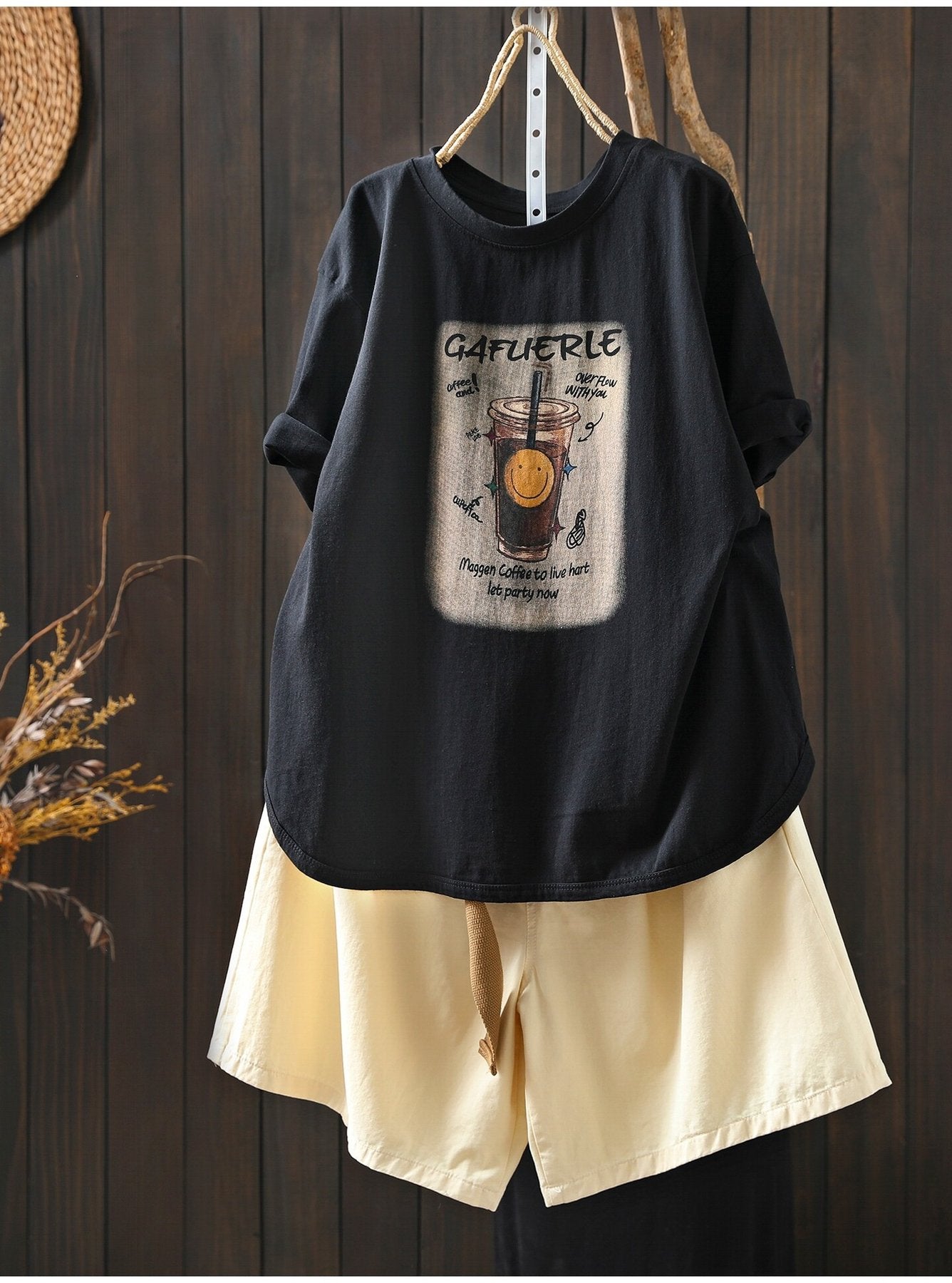 レディース シャツ Tシャツ 半袖 プリント ゆったり コットン 綿 春夏 カジュアル 体型カバー おしゃれ 前開き 春 夏 ラウンドネック シンプル 黒 プルオーバー