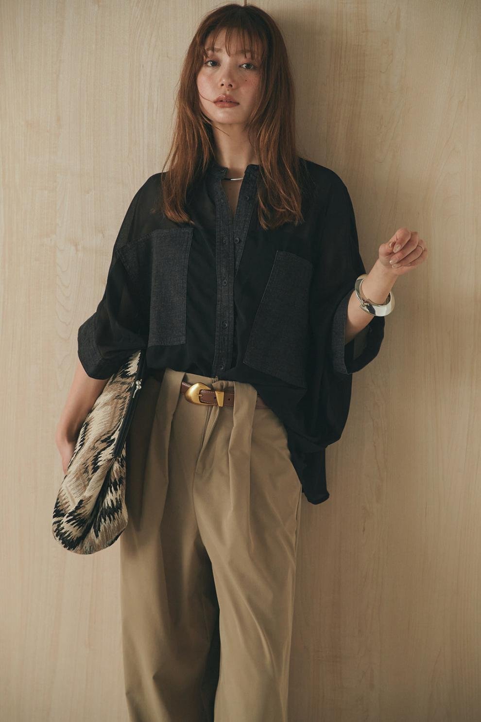 レディース トップス 半袖 無地 ゆったり デニム 春夏 カジュアル きれいめ 通勤 春 夏 シンプル 上品 都会的 配色