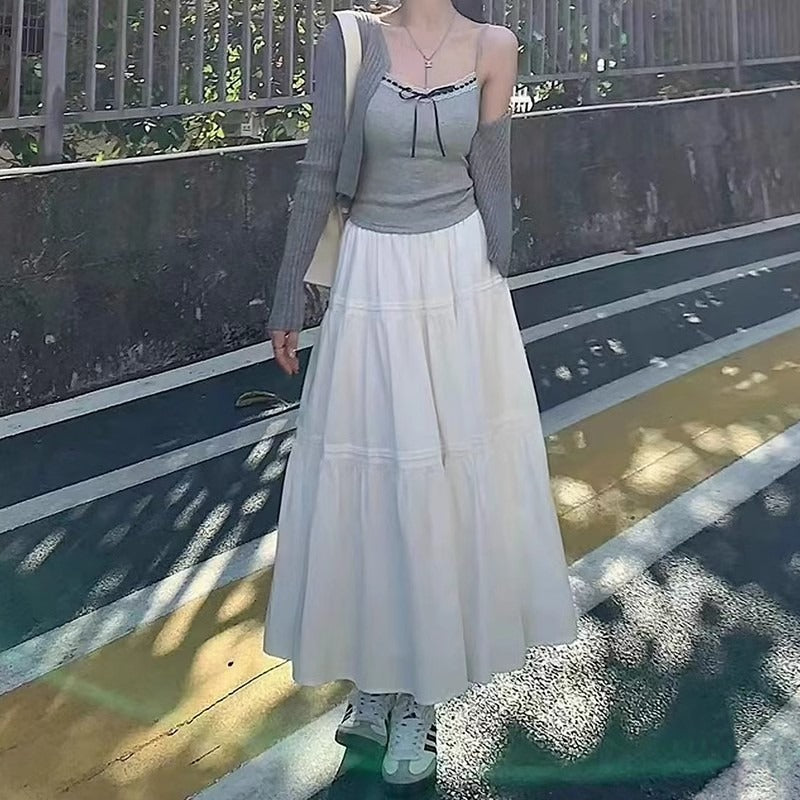レディース スカート ロング ロングスカート ティアード ティアードスカート ティアードロングスカート 選べるレングス 選べる２レングス フレア セミフレア フェミニン 切り替えデザイン かわいい 大人可愛い シンプル カジュアル おしゃれ こなれ感 ラフ ガーリー 主役級 存在感 抜け感 キュート ロマンティック ナチュラル 無地 春 夏 デート お出かけ 女子会 休日 ショッピング カフェ 体型カバー 普段使い 着回し モテ 清楚 スタイルアップ ホワイト