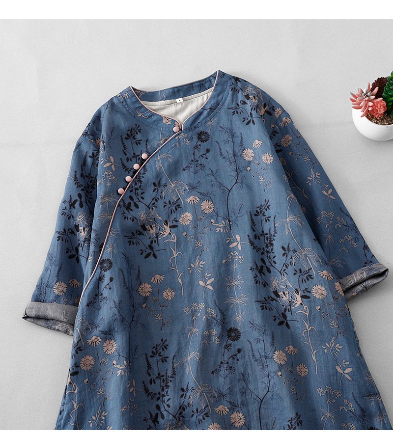 ワンピース ドレス 長袖 春夏 レトロ 韓国ファッション 春 夏 ラウンドネック 上品 チャイナドレス