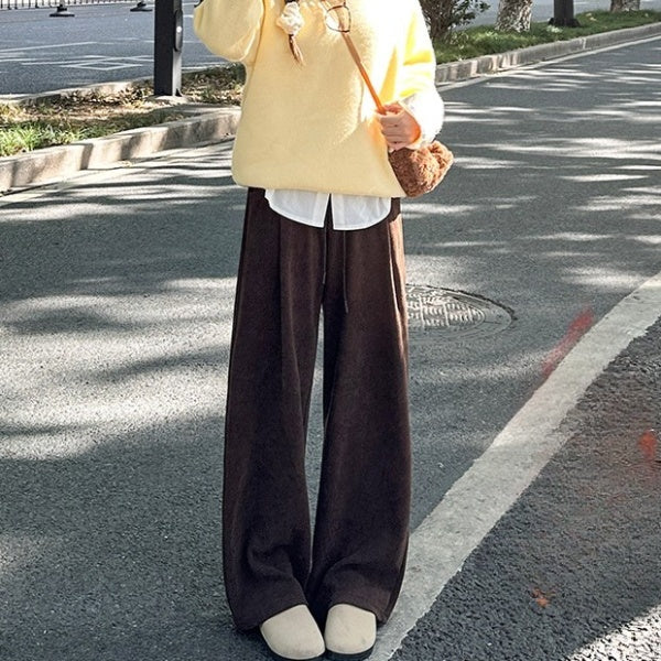 レディース パンツ ボトムス 裏起毛 ストレートパンツ ロングパンツ ワイドパンツ 丈長 ロング ストレート 裾ワイド ポケット ハイウエスト ウエストゴム シンプル カジュアル おしゃれ こなれ感 ラフ ルーズ 抜け感 ベーシック ナチュラル 無地 春 秋 ママ 通勤 学生 学校 通学 デート お出かけ 旅行 公園 女子会 休日 ショッピング お花見 カフェ 防寒 体型カバー 脚長 普段使い 着回し S M L XL ブラック ブラウン ダークグレー カーキ ベーシックカラー 大人カラー
