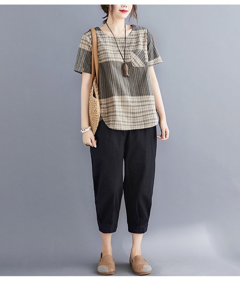 Tシャツ 半袖 ノースリーブ ボーダー ストライプ プリント ゆったり コットン 綿 麻 春夏 カジュアル 袖なし 春 夏 ラウンドネック シャツ 丸首