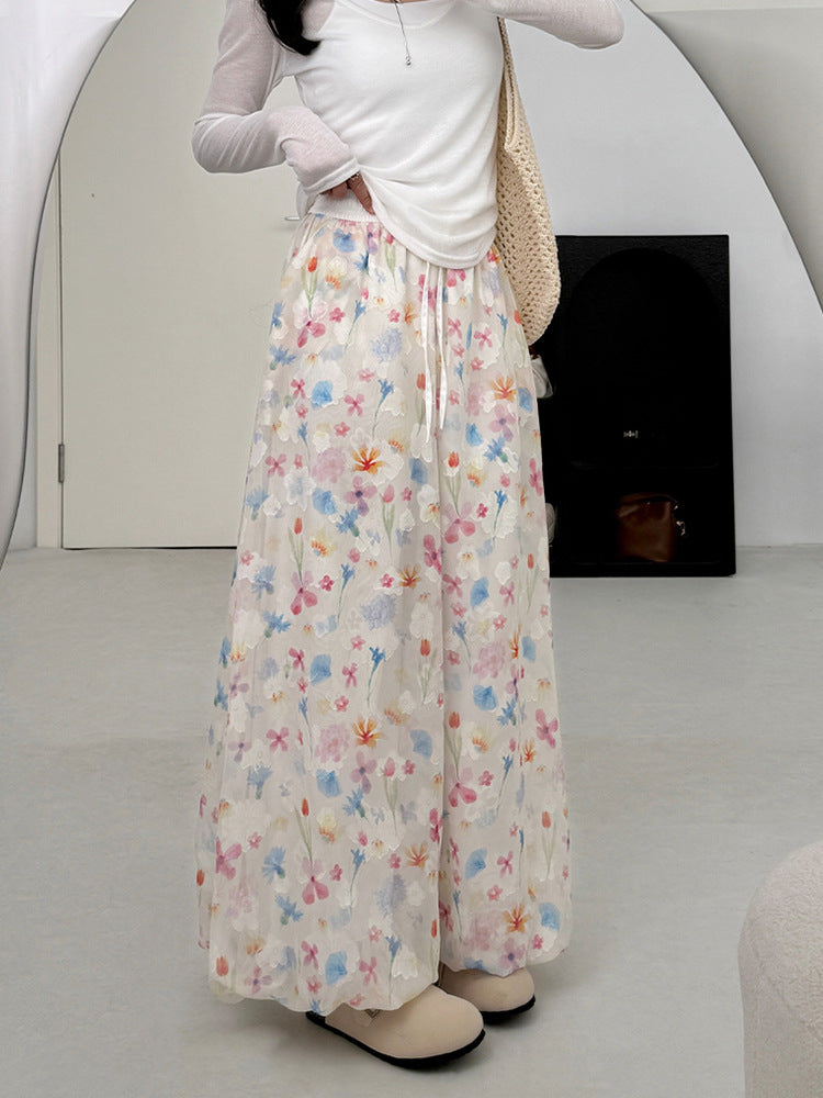レディース スカート 花柄 スリム 春夏 カジュアル ボトムス 春 夏 ハーフ ハイウエスト ポリエステル