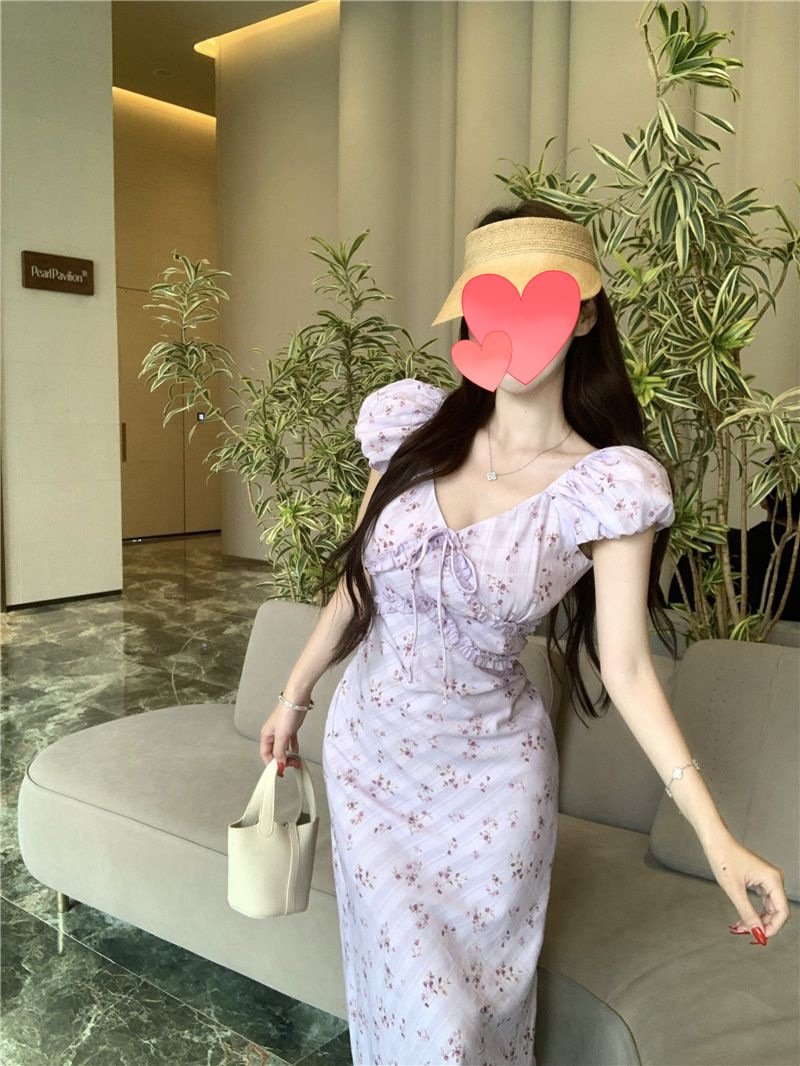 ワンピース ドレス ノースリーブ 花柄 スリム 春夏 ミニ 袖なし Vネック 可愛い 春 フラワー 夏 リゾート ロング Aライン