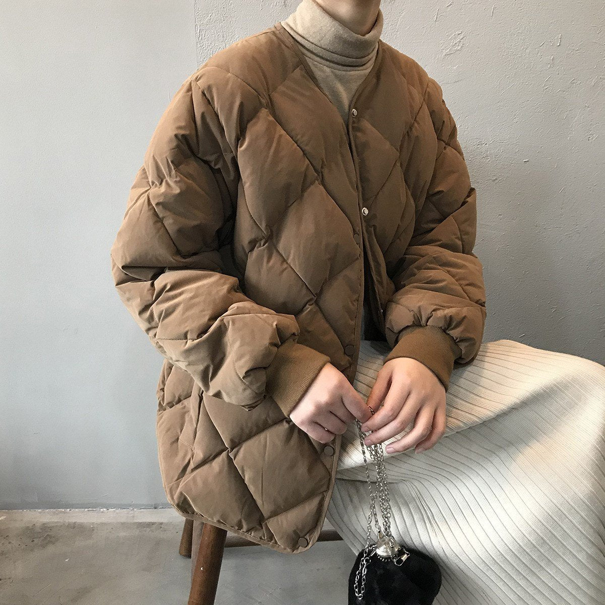 レディース ジャケット 長袖 ゆったり オーバーサイズ 秋冬 秋 体型カバー ショート キルティング 冬 ダウン 薄手 襟なし タイ アウター ポリエステル ダウンジャケット