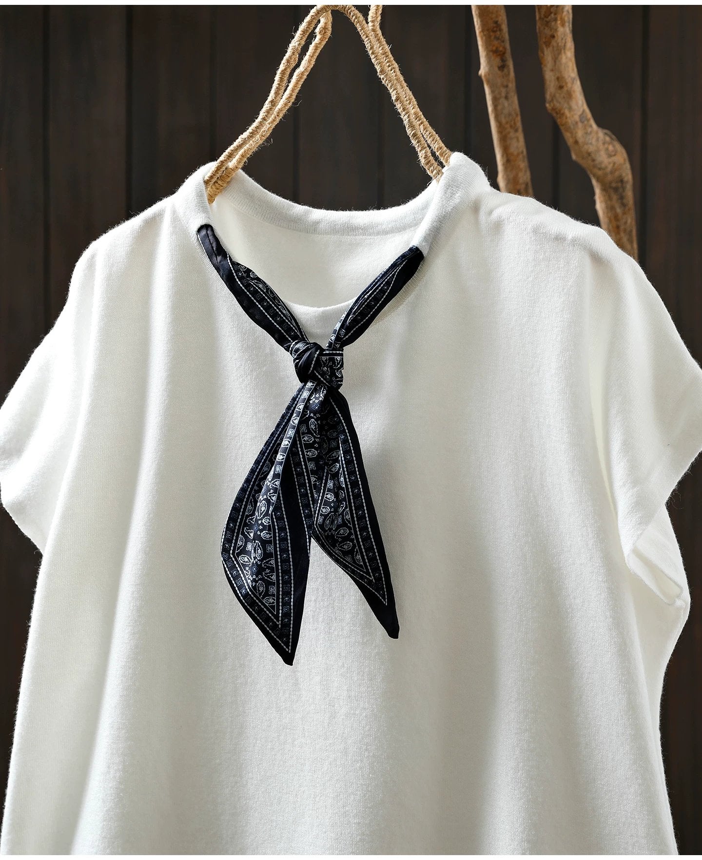 トップス Tシャツ ニット ノースリーブ ゆったり コットン 綿 秋冬 秋 体型カバー 袖なし ラウンドネック 冬 シャツ スカーフ インナー